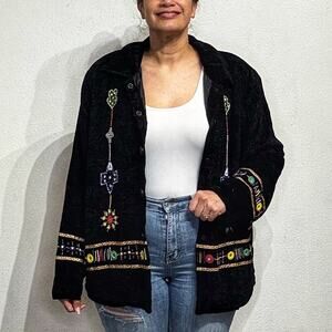 Alex Kim Black Beaded Vintage Jacket Sz 1X